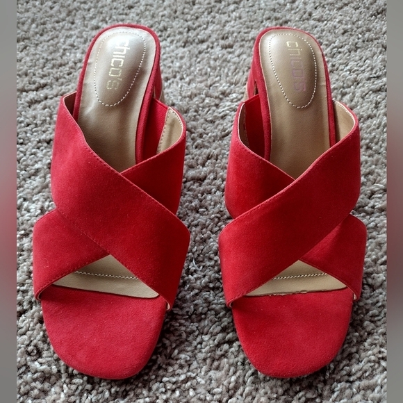Chico's Shoes - Chico's Faux Suede Block Heel Mules 8.5 NWOT